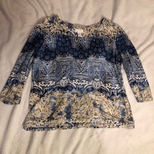 Chico’s LG patterned top with three quarter sleeve